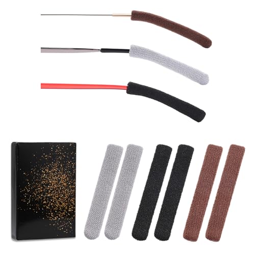Literry Glasses Ear Cushion, Anti-Slip Elastic Comfort Eyeglasses Temple Tips Sleeve, Soft and Well-Fitting Glasses Ear Grip, Knitting Eyeglass Arm Cushion (Black/Brown/Grey, 3 Pairs)