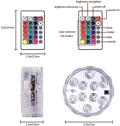 Miniatura 4 de Paquete de 2 luces LED sumergibles impermeables para piscina bajo el agua con 16 colores, control remoto para acuario, baño, bañera de hidromasaje,