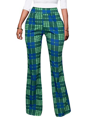 MACCHIASHINE Womens High Waist Tummy Control Pull On Trousers Wide Leg Palazoo Slacks Lounge Pants (935GR-S)