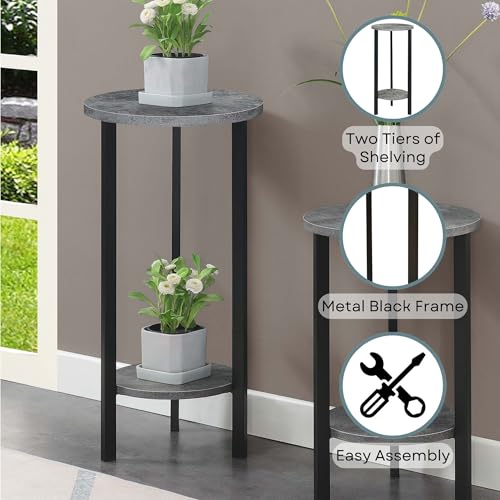 Convenience Concepts 111253CMBL Graystone 31 Inch 2 Tier Plant Stand, Cement/Black thumb #3