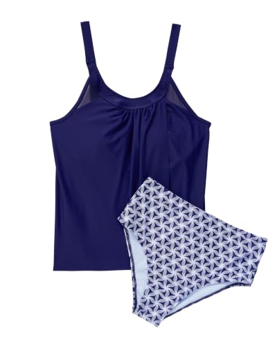 Image of SUUKSESS Women Tummy Control Tankini Bathing Suit Ruffle High Waisted Swimsuit