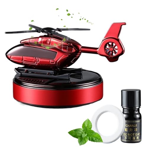 Image of Solar Power Air Freshener for Car, Helicopter Aromatherapy Solar Energy Rotating Fragrance for Dashboard, Automotive Interior Decoration Purifiers, Fresheners Diffusers for Essential Oils(All Red)