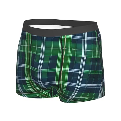 Blue Scottish Tartan print Mens Underwear Boxer Briefs Breathable Soft Moisture Wicking with Fly Underwear for Men2