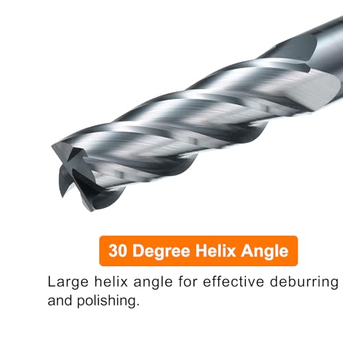 Image of HARFINGTON Carbide Square Nose End Mill Bit 3 /8 inch Cut Dia 4 Flutes TiAlN Coated Milling Cutter for Hardened Steel Metal (3 /8 inch Shank 1-1 /8 inch Cut Length 3 inch Long 30 Degree Helix HRC53-55)