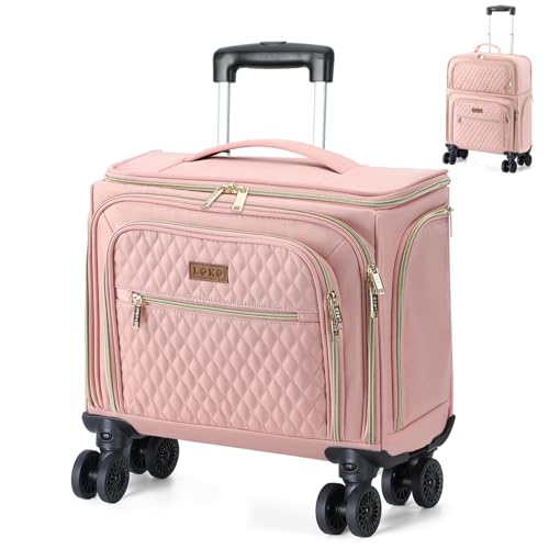 Softside Expandable Luggage with 4 Spinner Wheels, 20 Inch Lightweight Suitcase for Men and Women, Pink