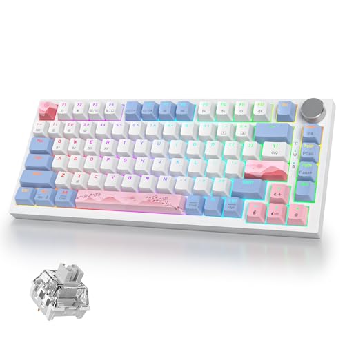 Clavier rose 75% sans fil mécanique 400PRO pour setup gaming RVB performant et esthétique