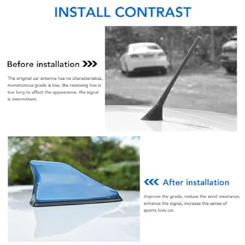 Image of Universal Shark Fin Antenna for Car - Car Signal Aerial - Stylish Roof Antenna for All Cars Models (Black)