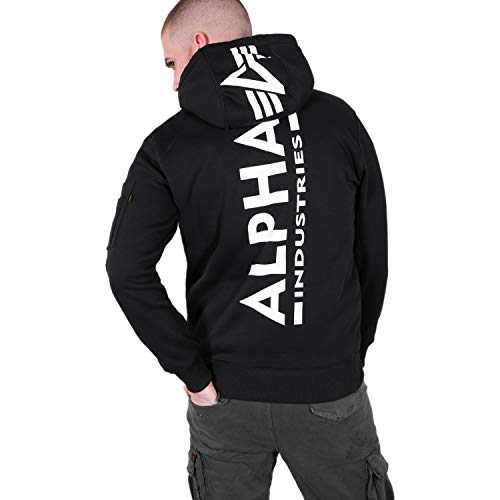 Alpha Back Print Hoody kuscheliger Kapuzensweater mit Bauchtasche und...