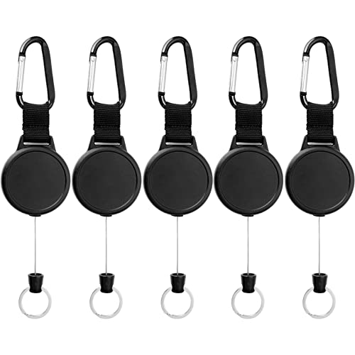 Porte-badge rétractable résistant pour badge professionnel lot de 5 cordon acier 99 cm