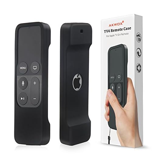 Remote Case for Apple Tv 4th / 5th /4K Generation, Akwox Light Weight [Anti Slip] Shock Proof Silicone Remote Cover Case for New Apple Tv 4th Gen Siri Remote Controller with Lanyard (Black)