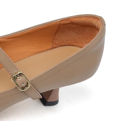 TinaCus Women's Genuine Leather Pointed Toe Handmade Dressy T-Strap Casual Pumps3