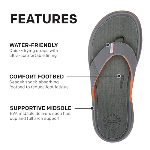 Grundens Men's FishFinder Sandals | Quick-Drying, Comfortable, and Versatile Mens Flip Flops with Enhanced Traction & Full Arch Support for Fishing and Outdoor Wear4