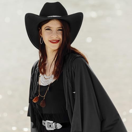 Image of Tisancy 4 Pcs Rhinestone Belt for Men Women Glitter Cowboy Hat Diamond Chain Earring Outfit for Party Supplies