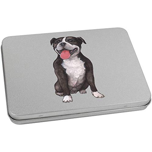 Azeeda 170mm 'Staffordshire Bull Terrier' Metal Hinged Tin/Storage Box (TT00135394)