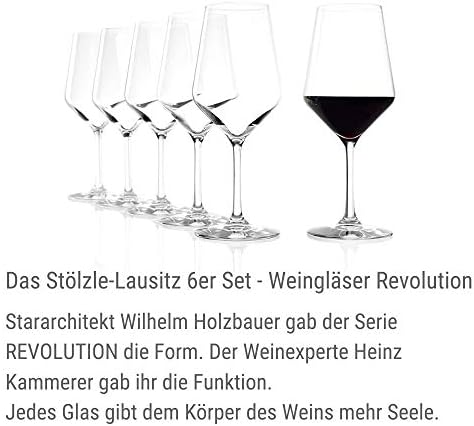 Szklanki do czerwonego wina Revolution firmy Stölzle Lausitz, 490 ml, zestaw 6, o szczególnym wzornictwie