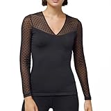 YSABEL MORA - Camiseta Térmica Manga Larga con Detalle de Tul, Ropa Interior Térmica para Mujer, Ideal para Climas Fríos, Comodidad y Estilo, Invierno