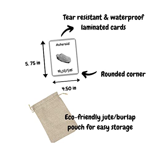 Image of Kannada English Bilingual Flash Cards | Montessori Cards | Laminated Flash Cards | Early Education (Solar System - 12 Cards)