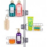 Genérico Organizador de Ducha sin Taladro, Set de 3 Estantes Ajustables para Tubo de 18-25mm, Accesorios de Baño, Estante para Fregadero, tamaño 17x14cm