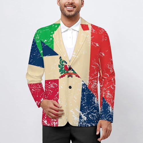 Italy and Dominican Vintage Flag Men's Slim Suit Long-Sleeve Prom Tuxedo Classic Two Button Business Jacket2