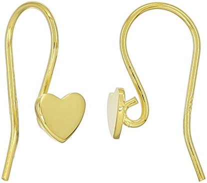 1 Pair Sterling Silver Heart French Hook Ear Wire Earring Connector
