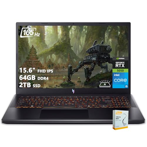 Image of acer Nitro V 15 Gaming Laptop | 15.6 inch FHD IPS 165Hz | Intel 8-Core i5-13420H | 64GB DDR4 2TB SSD | GeForce RTX 5050 DLSS4 (Up to 440 AI Tops) | Backlit Keyboard Win11 w /DLCA Accessory