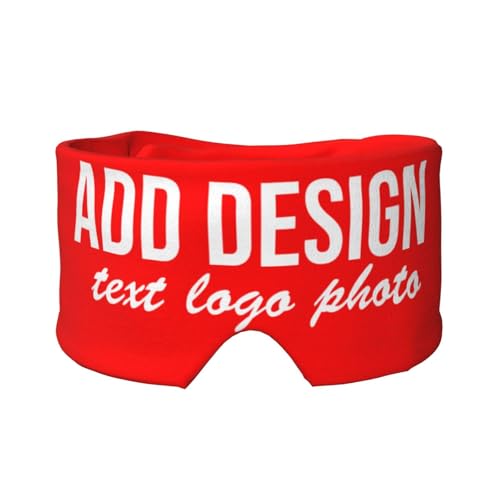Custom Sleep Mask Customize Image Logo Custom Eye Mask for Sleeping with Heads Adjustable Personalized Your Own Text Photo 2 in 5 Ear Mask and Eye Mask Customize Your Own Image Photo Red
