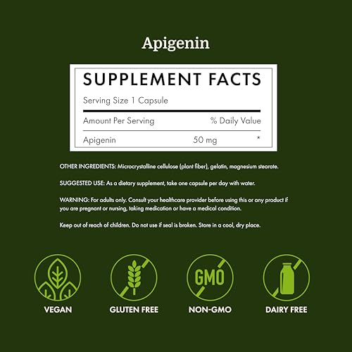 Swanson Apigenin – Sleep and Relaxation Supplement – Natural Support – 90 Caps, 50 mg (Packaging may Vary)