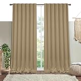 HEIRLOOM COMFORT Beige Solid Panel Curtains, 84 Inches Long, Set of 2, 100% Cotton...