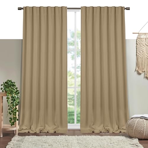 HEIRLOOM COMFORT Beige Solid Panel Curtains, 63 Inches Long, Set
