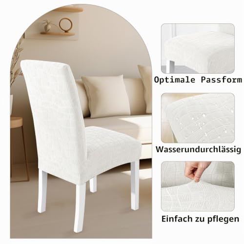 Ystyle Stretch Stuhlhussen 4er Set, Stuhlbezug Elastischer, Creme – Ansicht 6