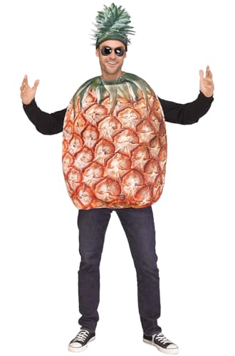Fun World Men's Pineapple Adult Costume, yellow, STD. Up to 6' / 200 lbs.