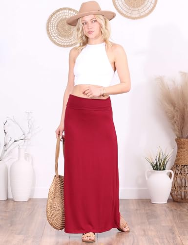Image of Popana Long Maxi Skirt for Women, Flowy Long Skirts for Women | High Waisted Soft Trendy Rayon, Sundress Convertible Skirt, Long Length Bodycon Maxi Skirt, Petite and Plus Size