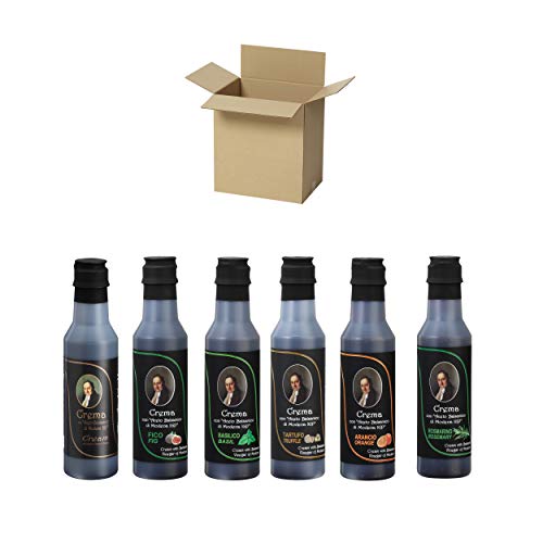 Crème avec Vinaigre Balsamique de Modène IGP - Saveurs Assorties - Goût classique, Figue, Basilic, Truffe, Orange, Romarin - carton de 6 bouteilles de 250 ml - "Il Conte" Cover