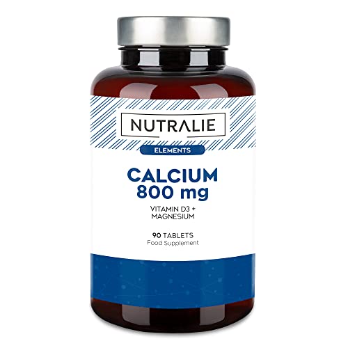 Calcium 800 mg met Vitamine D3 en Magnesium | Onderhoud van Normale Botten, Tanden en Spieren met een Hoge Absorptie van Calcium, Magnesium en Vitamine D | 90 tabletten Nutralie