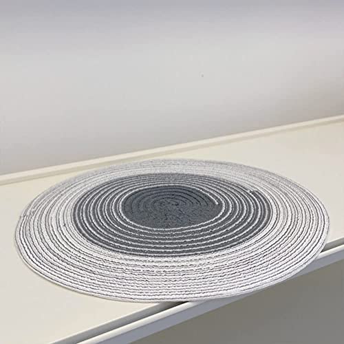 Image of Jute Placemats Set of 4 Heat Resistant Round Place Mats Natural Jute Woven Braided Table Mats Thick Farmhouse Placemats Trivet Round Braided Placemats for Dining Table(Grey, Set of 4)