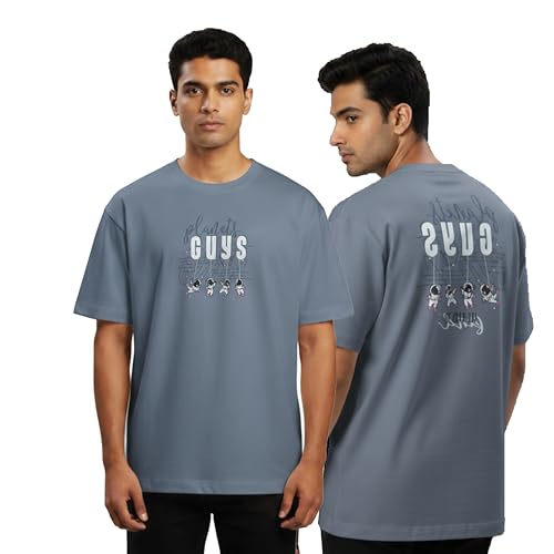 Image of VONIX Men's Cotton Oversized T-Shirt | Premium Soft Fabric | Relaxed Fit Half Sleeve Tee | Quick-Dry, Fade-Free, Durable Casual Use Top