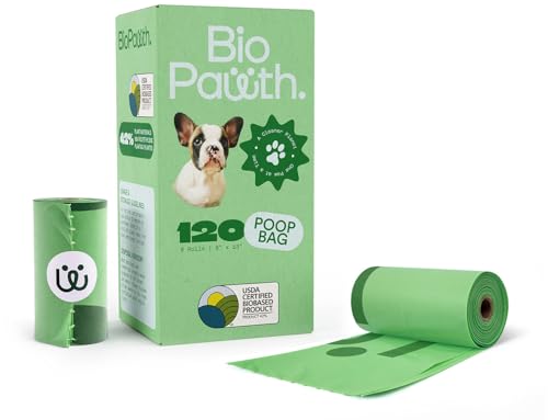 BioPawth Dog Poop Bags USDA Certified Biobased Product (42%) Extra Thick & Leak-Proof Unscented Pet Waste Bags for Dogs & Cats 120 Count