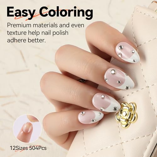 Image of UNA GELLA Short Almond Gel Nail Tips, 504pcs Pre-shape Short Almond Nail Tips 12 Sizes Press on Nails Soft Gel Acrylic Clear Fake Full Cover for Nails Extension Home DIY Salon