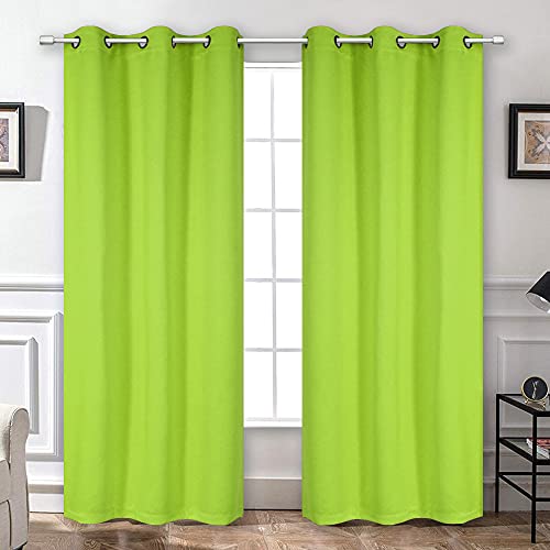 Huto Blackout Curatins Window Drapes For Bedroom Living Room - Antique Copper Grommet Room Darkening Thermal Insulated Privacy Protect Draperies Curtains, Set Of 2, Fresh Green, 42W X 84L #TOP8