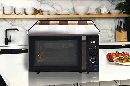 Image of The Furnishing Tree PVC Waterproof Microwave Oven Cover Compatible for 20 L Grill 20PG4S Gingham Pattern Beige