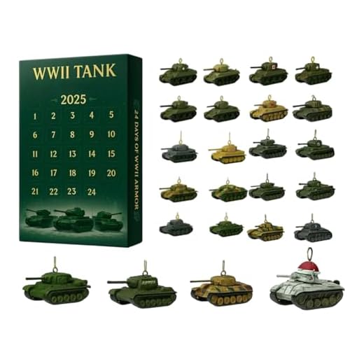 2025 WW2 Tank Adventskalender, Weihnachts-Countdown-Kalender 2025 Enthält 24 Panzer-Anhänger - Wand Fenster Tür Weihnachtsbaum Schlafzimmer Eingangsbereich Party