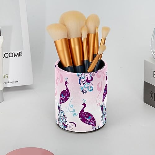 Porte-crayons paon en cuir synthétique chic pour bureau