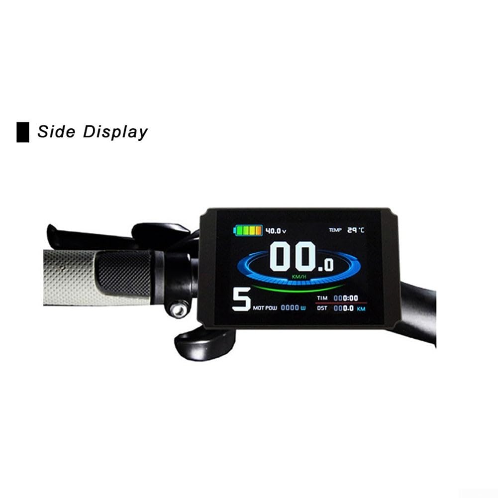 Eawfgtuw LCD8HU Display per Controller, Pannello Strumenti Ebike Colorato 24 V 36 V 48 V, Tachimetro Impermeabile per Bici Elettrica con Connettore USB, Nero