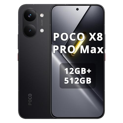 XIAOMI Poco X8 Pro Max Smartphone 12 GB + 512 GB, procesador Dimensity 9500s, batería de 8500 mAh, pantalla AMOLED ultra brillante, 50 MP Light Fusion 600, cámara principal con OIS, negro