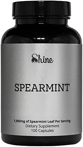 SHINE Spearmint Leaf Capsules - 100 Vegan Capsules, 1000mg Organic Spearmint per Serving