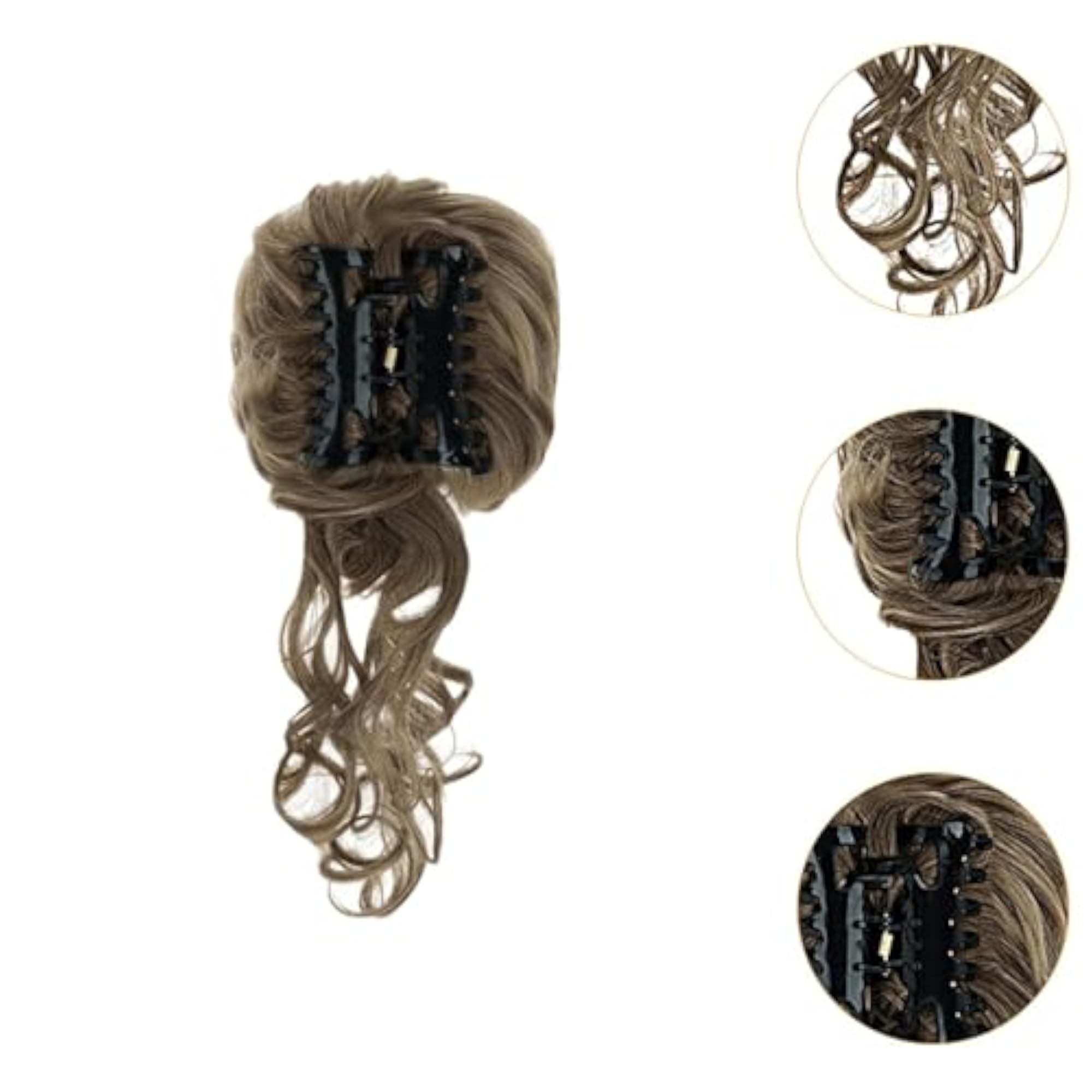 Hairpiece Band Clip Synthetic Tousled Hair Bun, Brown