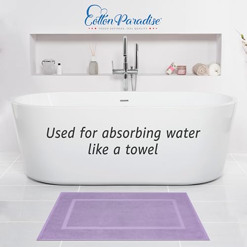 Image of Cotton Paradise 100% Cotton Turkish Bathmat Set, Soft Absorbent Quick Dry, 2 Piece 20x34 Bathmat Floor Set, Lilac