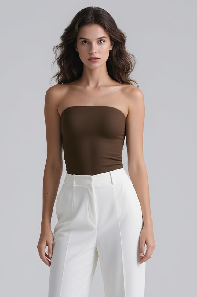 Women Sexy Tube Top Summer Y2K Going Out Double Lined Basic Tank Top - Image 9