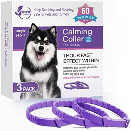 Dogs Calming Pheromones Collar 3 Packs Lasts 60 Days Relieve Bad Behavior 25 Inches Adjustable Relaxing Comfortable Collar Breakaway Design for All Small Medium and Large Dog
