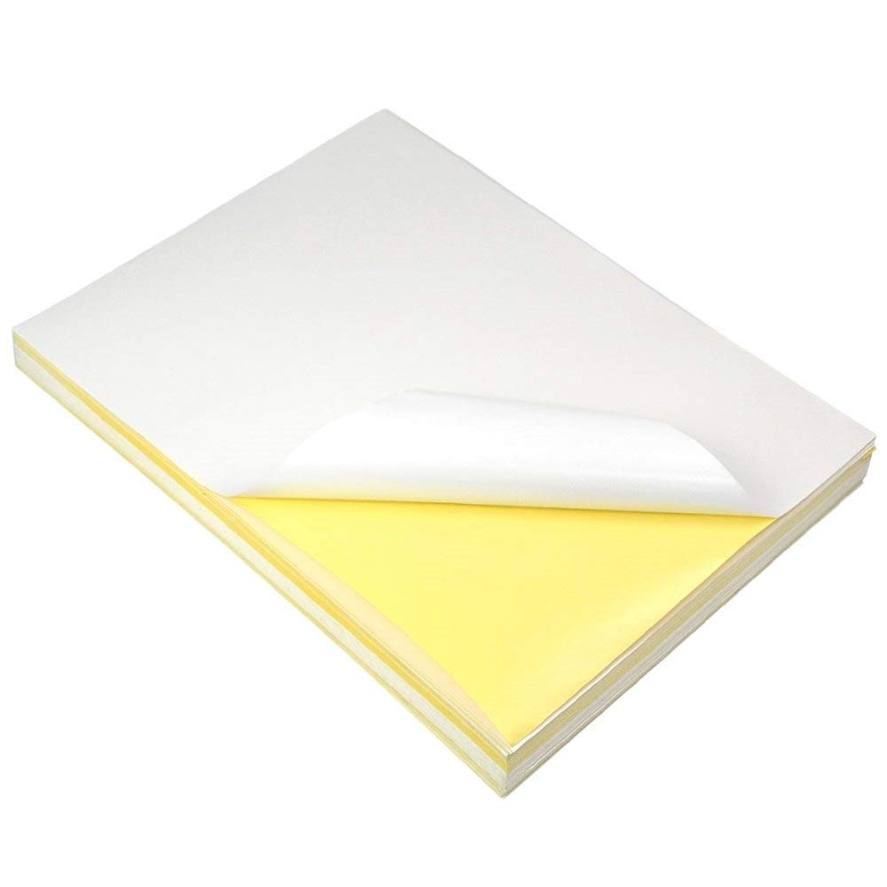 DASKOO 100 Sheets Glossy Universal 297 mm x 210 mm A4 Self-Adhesive Stickers for Laser Printers, Inkjet Printers and Copiers